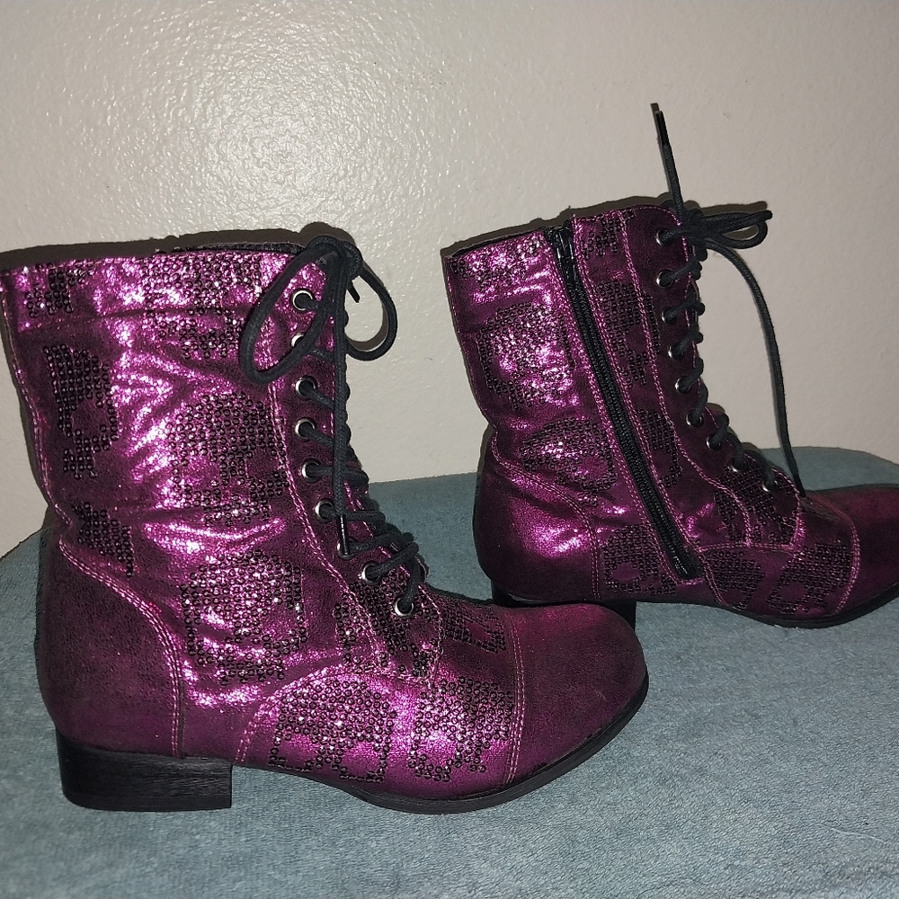 Iron Fist Laced Up Side Zip Mid Calf Combat Boots US 6 UK 4